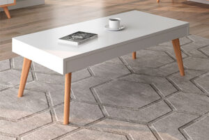 Mesa de centro elevable, modelo Malmo con pies de madera